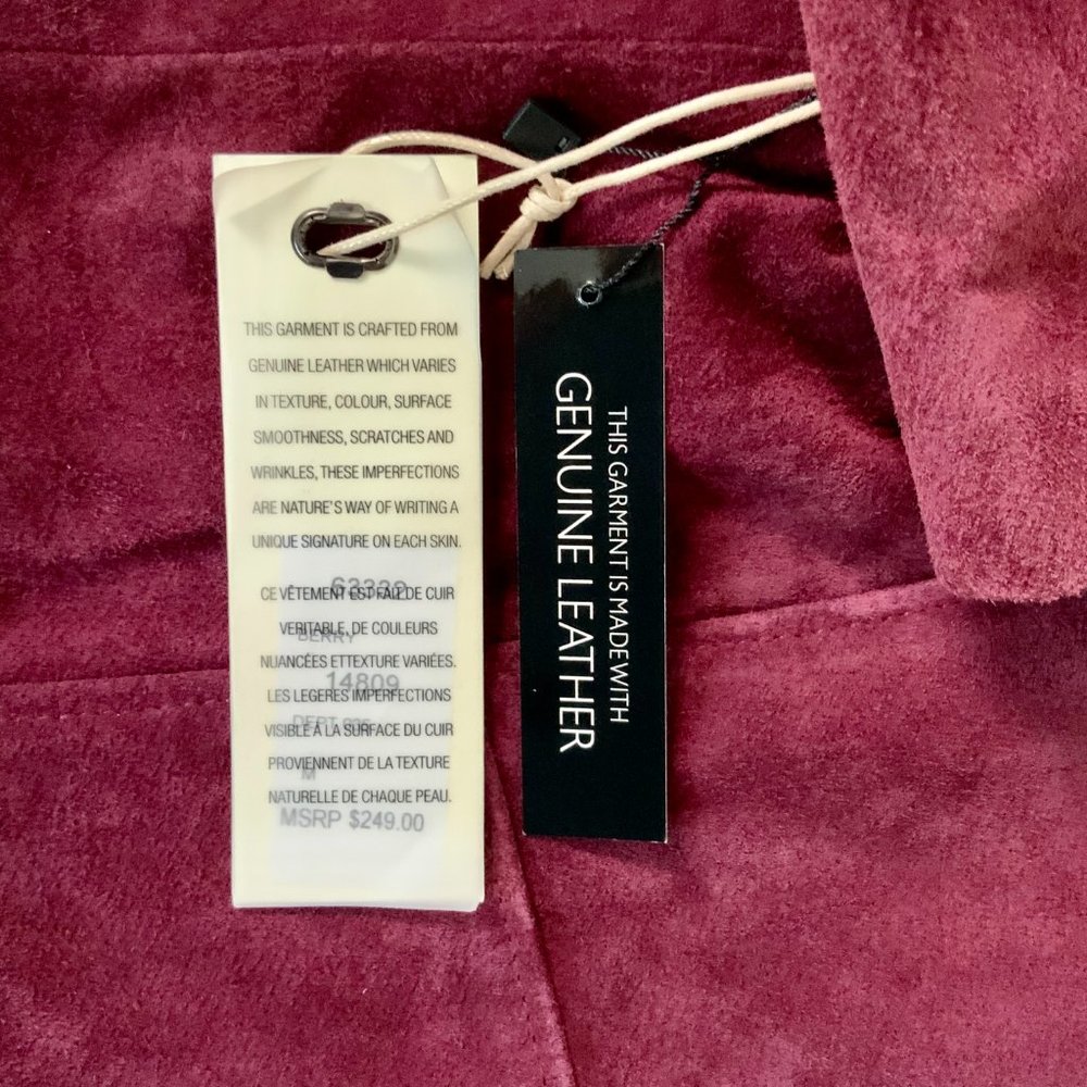 New Bagatelle Leather  Suede Moto Jacket Maroon Sz M - Picture 8 of 16